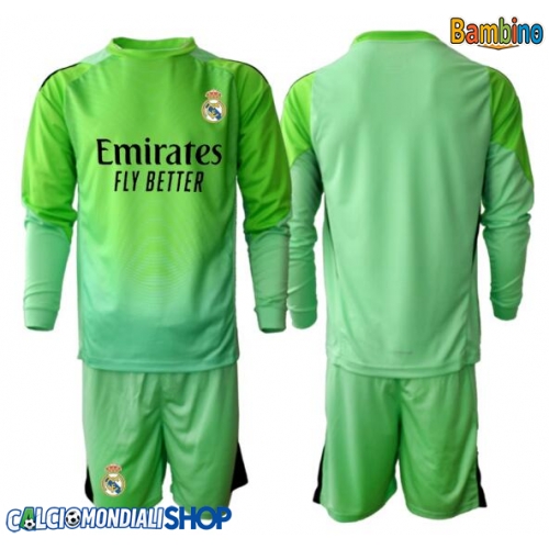 Maglie da calcio Real Madrid Portiere Seconda Maglia Bambino 2025-26 Manica Lunga + Pantaloni corti)